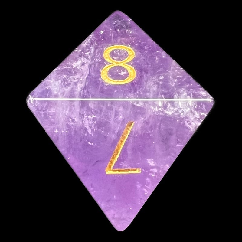 TDSO Gemstone Amethyst & Gold D8 Dice