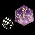 TDSO Gemstone Amethyst & Gold JUMBO 30mm D20 Dice