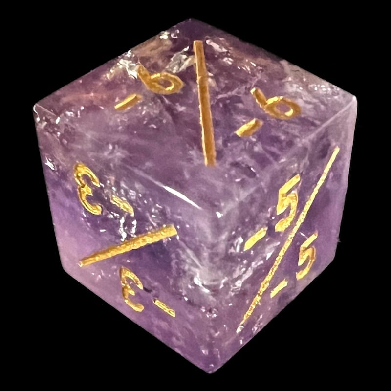 TDSO Gemstone Amethyst & Gold Negative Counter D6 Dice