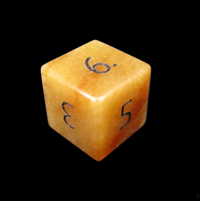 TDSO Gemstone Aventurine Peach & Black D6 Dice