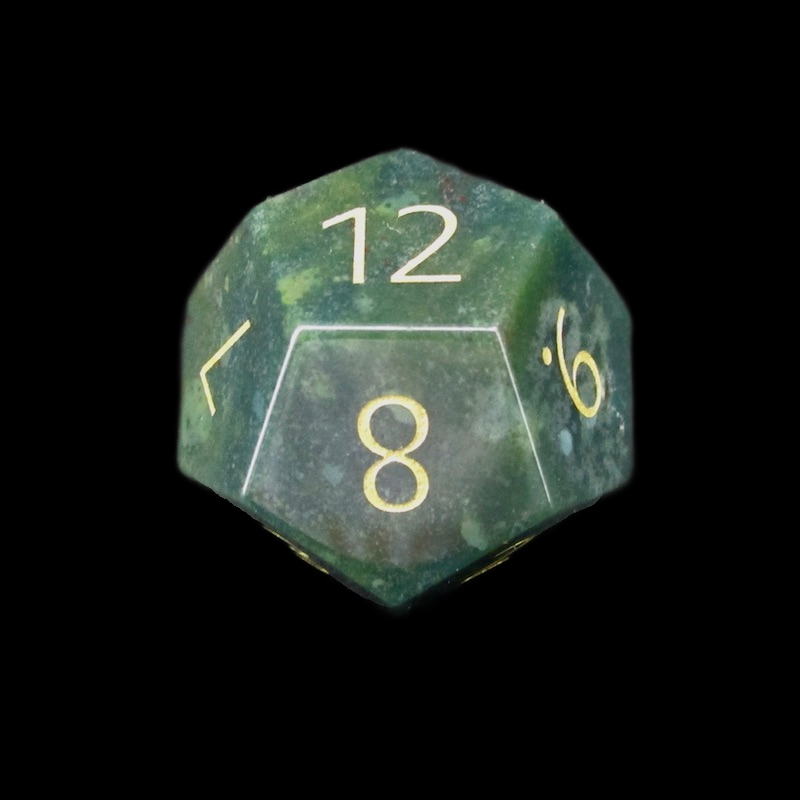 TDSO Gemstone Agate Blood & Gold D12 Dice