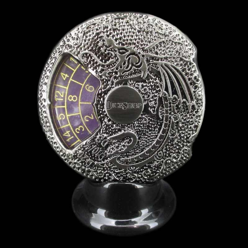 TDSO Gemstone 7 Dice Polyset Spinner Antique Silver & Amethyst