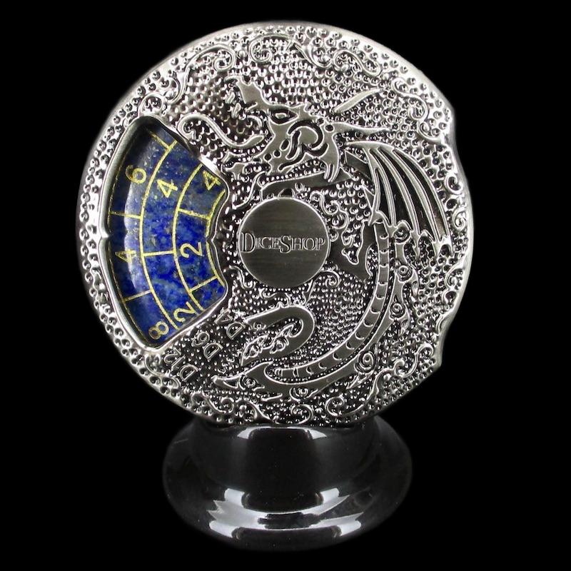 TDSO Gemstone 7 Dice Polyset Spinner Antique Silver & Lapis Lazuli