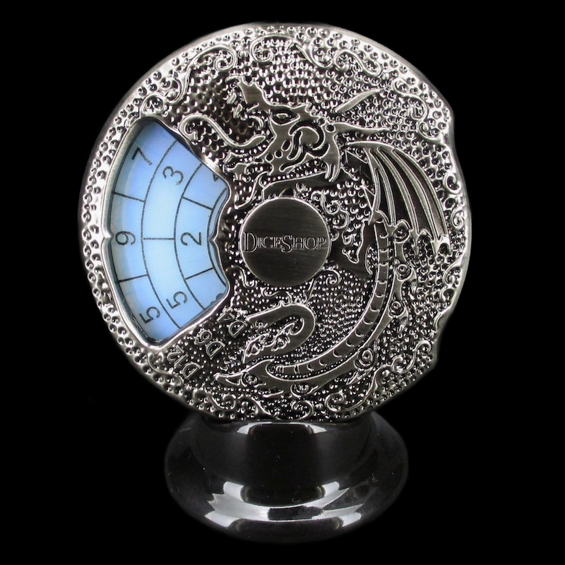 TDSO Gemstone 7 Dice Polyset Spinner Antique Silver & Opalite