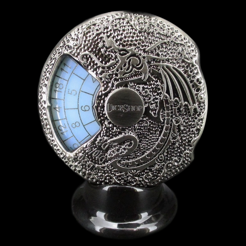TDSO Gemstone 7 Dice Polyset Spinner Antique Silver & Opalite