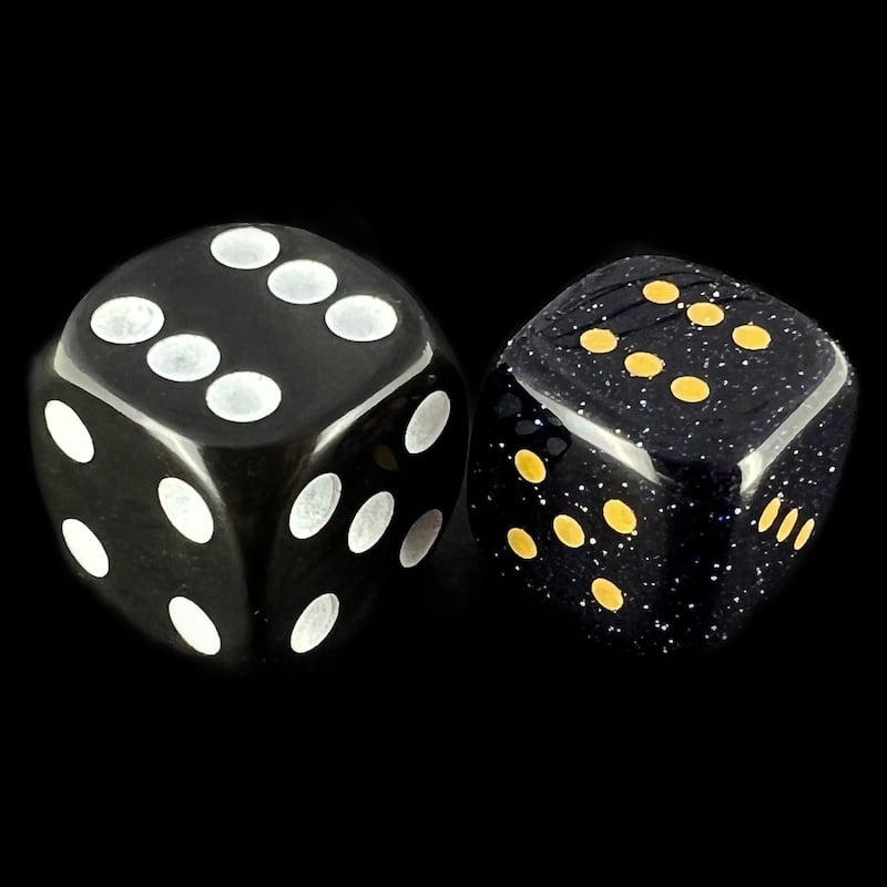 TDSO Gemstone Goldstone Blue & Gold 15mm Rounded D6 Spot Dice