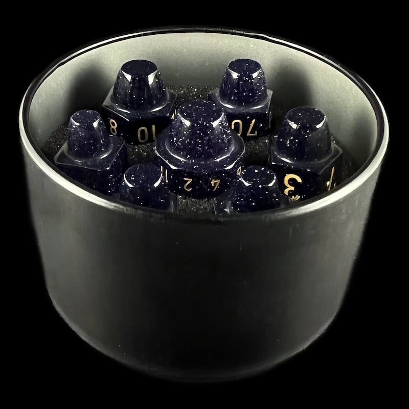 TDSO Gemstone Goldstone Blue & Gold Bullet Dice Set
