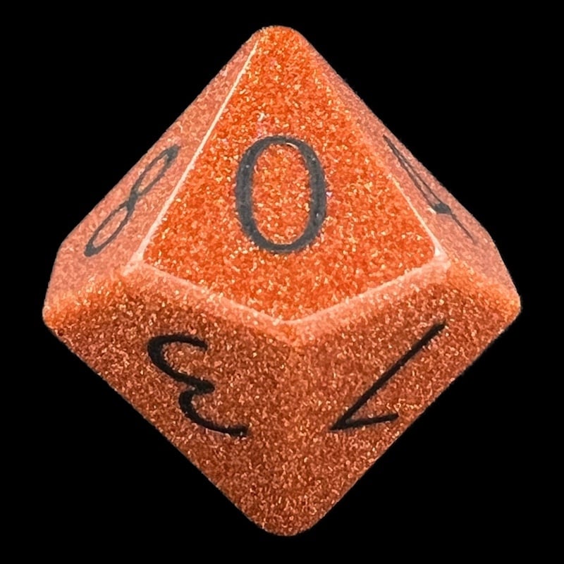 TDSO Gemstone Goldstone Gold & Black D10 Dice