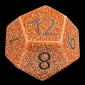 TDSO Gemstone Goldstone Gold & Black D12 Dice