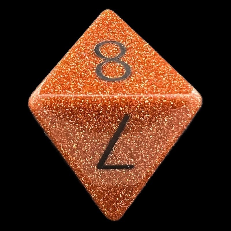TDSO Gemstone Goldstone Gold & Black D8 Dice