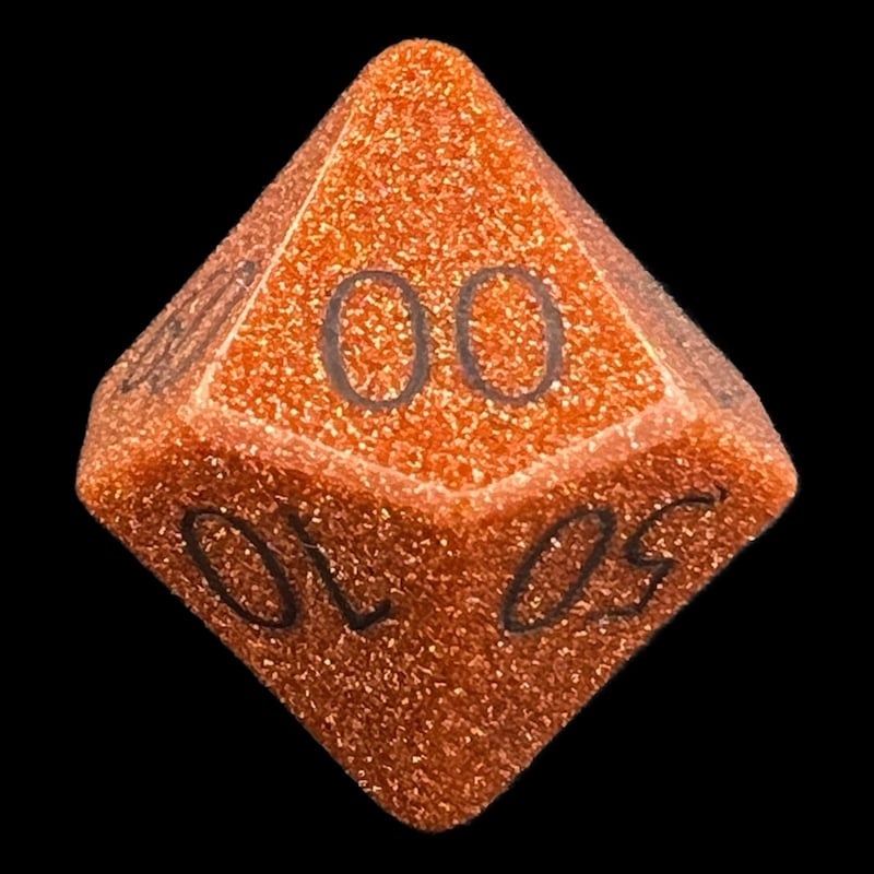 TDSO Gemstone Goldstone Gold & Black Percentile Dice