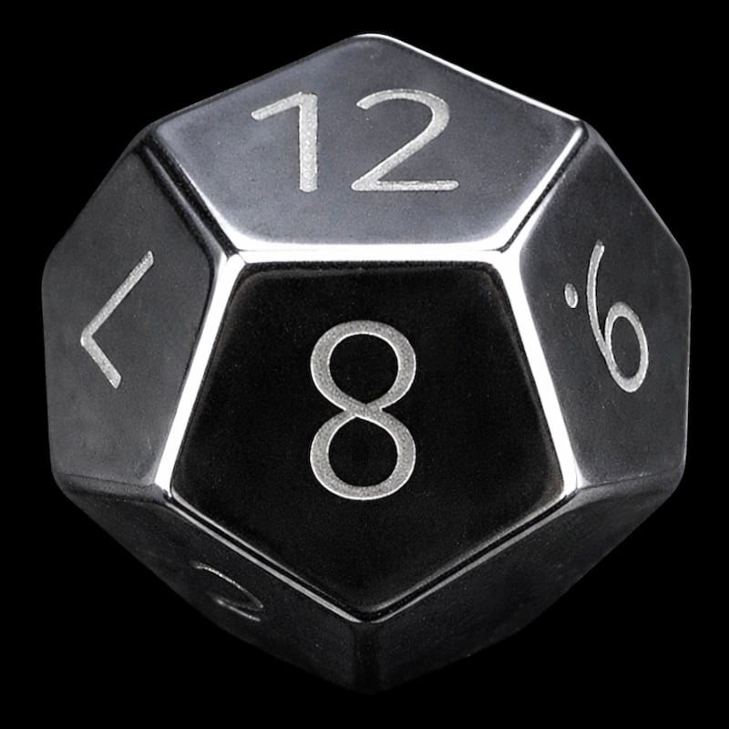 TDSO Gemstone Hematite & Shadow D12 Dice