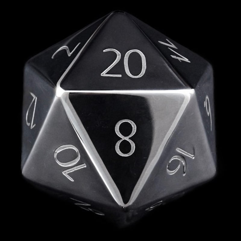 TDSO Gemstone Hematite & Shadow D20 Dice