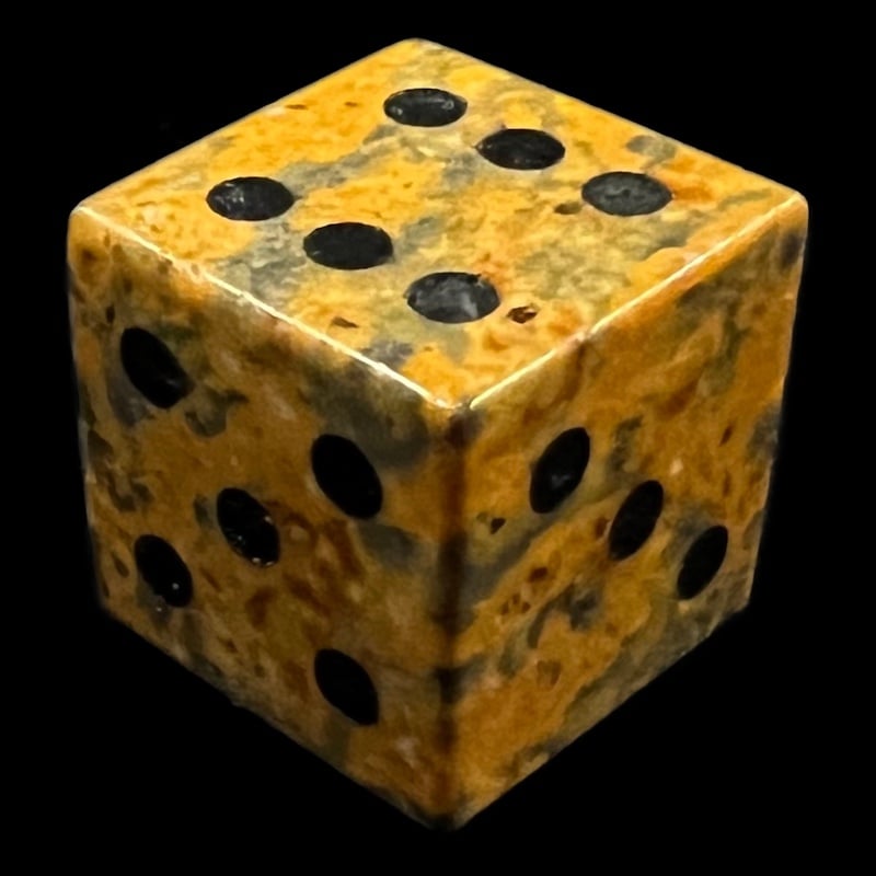 TDSO Gemstone Jasper Leopardskin & Black D6 Spot Dice LIMITED PRODUCTION