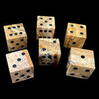 TDSO Gemstone Jasper Picture & Black 6 x D6 Spot Dice Set