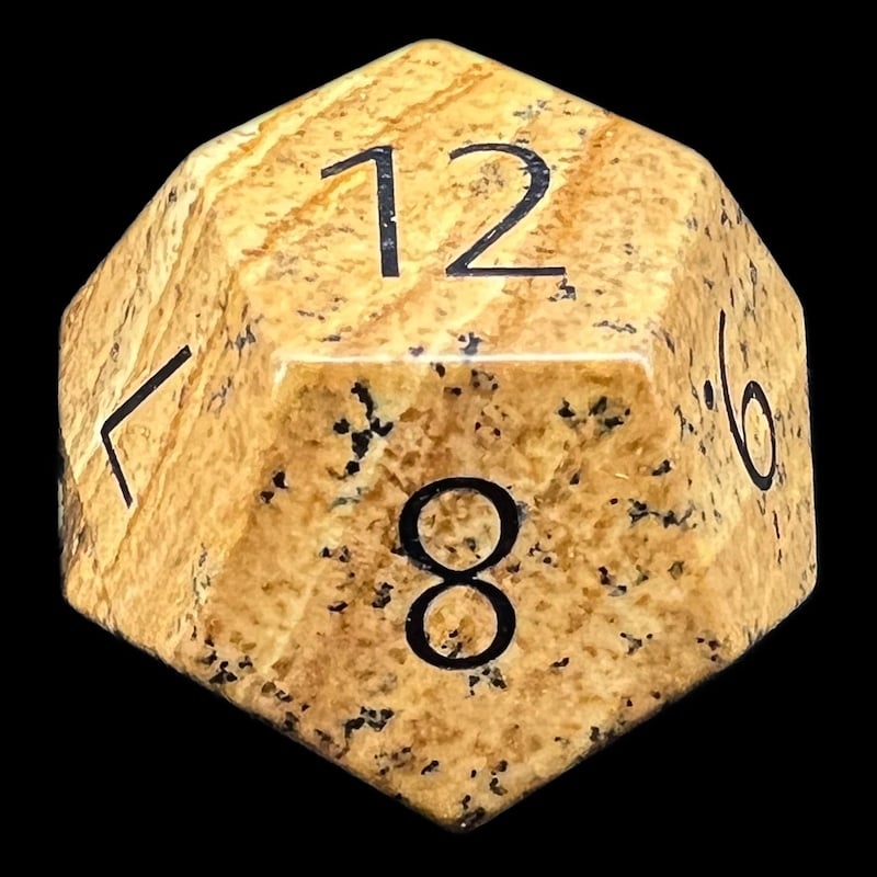 TDSO Gemstone Jasper Picture & Black D12 Dice