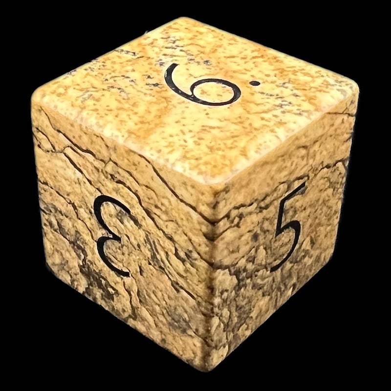 TDSO Gemstone Jasper Picture & Black D6 Dice