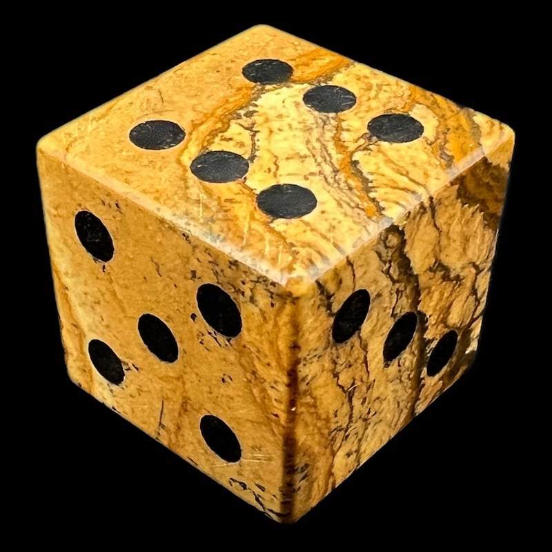 TDSO Gemstone Jasper Picture & Black D6 Spot Dice