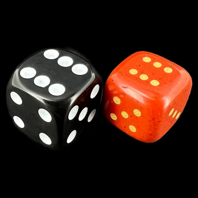 TDSO Gemstone Jasper Red & Gold 15mm Rounded D6 Spot Dice