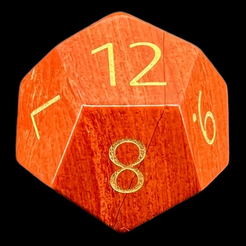 TDSO Gemstone Jasper Red & Gold D12 Dice