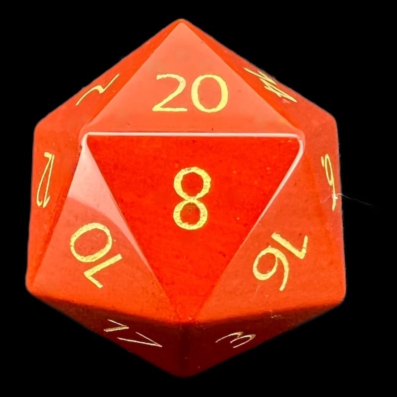 TDSO Gemstone Jasper Red & Gold D20 Dice