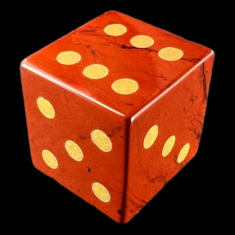 TDSO Gemstone Jasper Red & Gold D6 Spot Dice