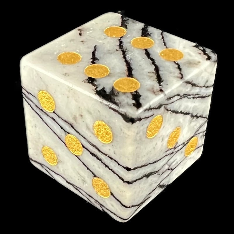 TDSO Gemstone Jasper Spiderweb & Gold D6 Spot Dice LIMITED PRODUCTION