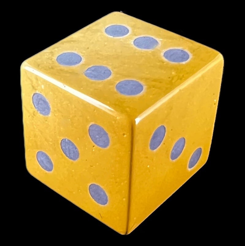 TDSO Gemstone Mookaite Yellow & Brown D6 Spot Dice LIMITED PRODUCTION