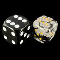 TDSO Gemstone Obsidian Snow & Gold 15mm Rounded D6 Spot Dice