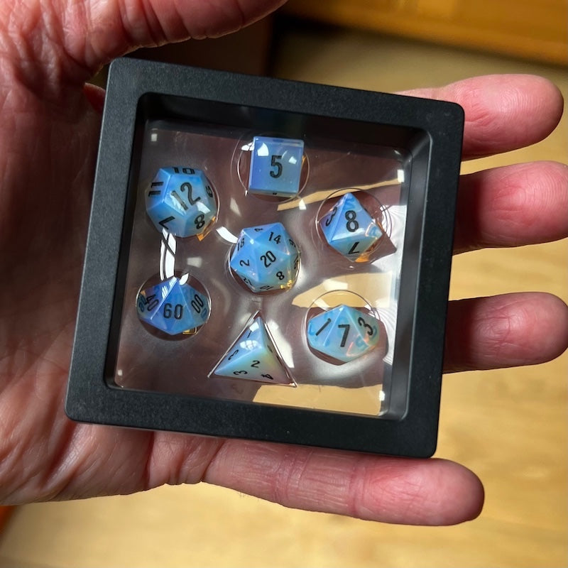 TDSO Gemstone Opalite & Black MINI 7 Dice Polyset