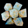 TDSO Gemstone Opalite Crackled & Gold 7 Dice Polyset in Padded Case