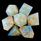 TDSO Gemstone Opalite Crackled & Gold 7 Dice Polyset in Padded Case