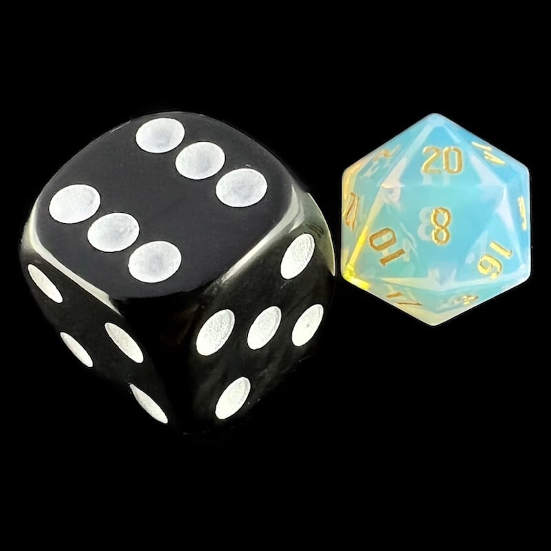 TDSO Gemstone Opalite & Gold 12mm Mini D20 Dice