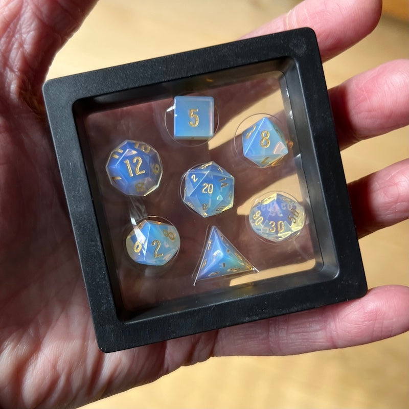 TDSO Gemstone Opalite & Gold MINI 7 Dice Polyset