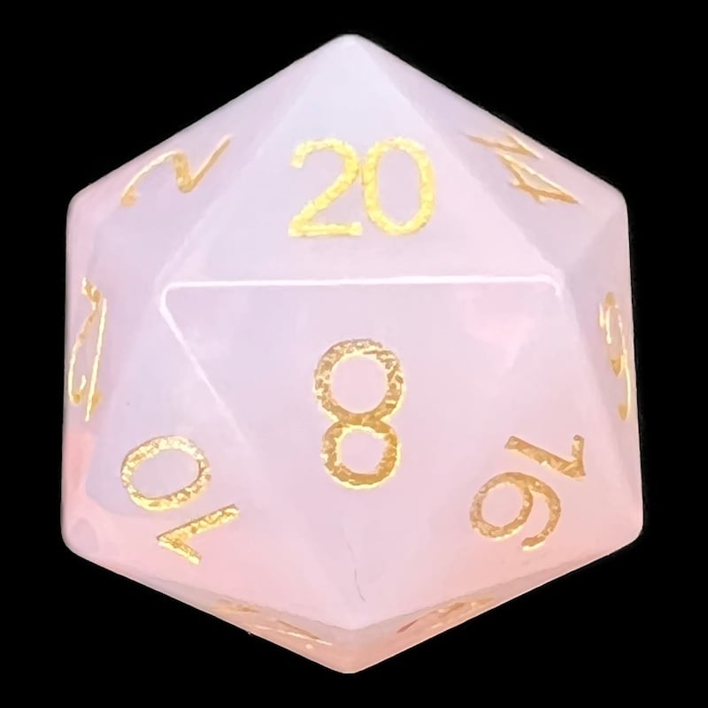 CLEARANCE TDSO Gemstone Opalite Pink & Gold D20 Dice