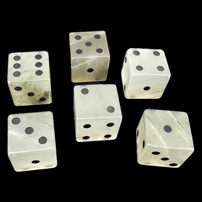 TDSO Gemstone Quartz Phantom & Black 6 x D6 Spot Dice Set In Padded Case