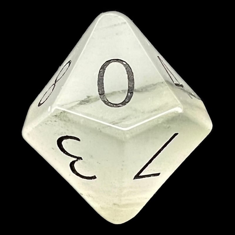 TDSO Gemstone Quartz Phantom & Black D10 Dice