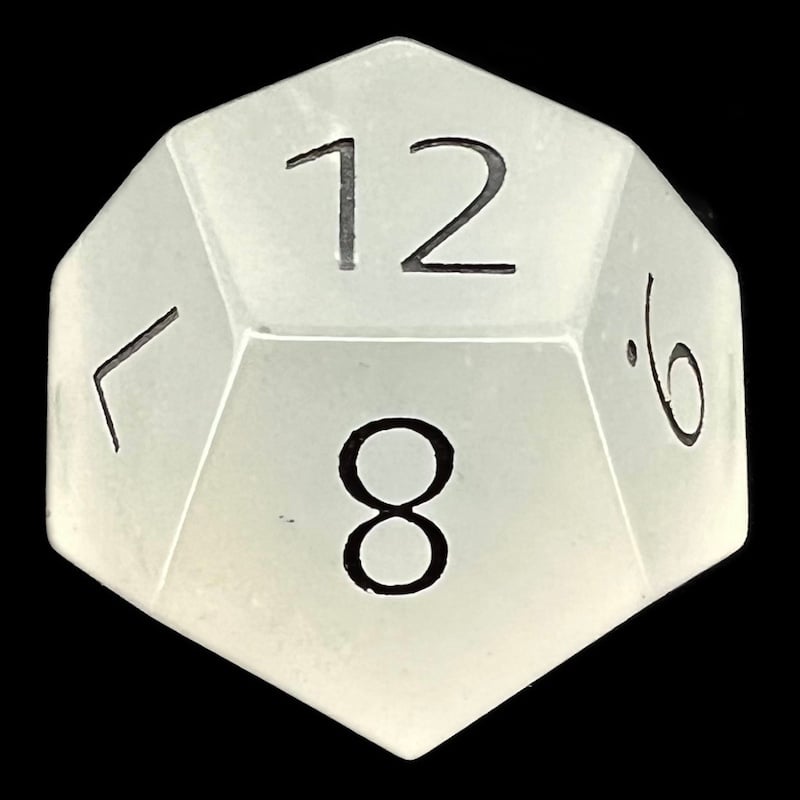 TDSO Gemstone Quartz Phantom & Black D12 Dice