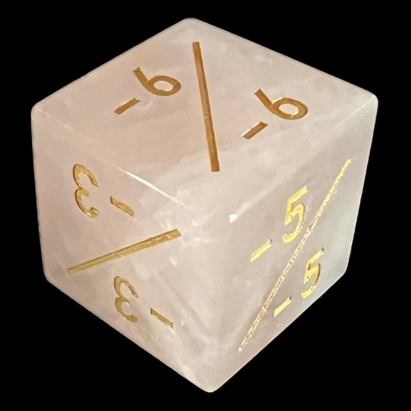 TDSO Gemstone Quartz Rose & Gold Negative Counter D6 Dice