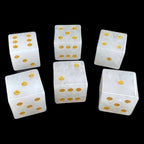 TDSO Gemstone Quartz Snow & Gold 6 x D6 Dice Set In Padded Case