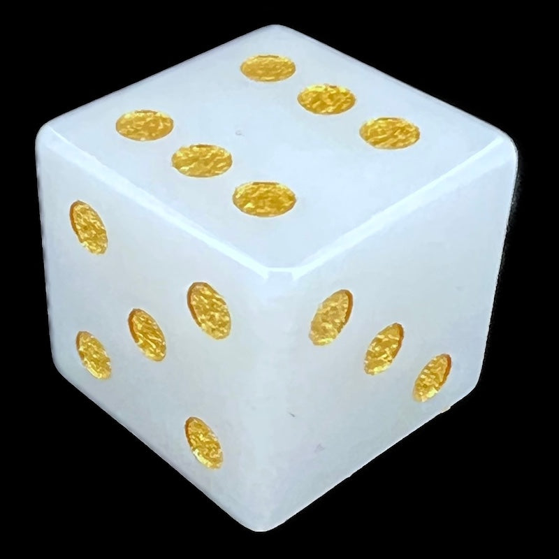 TDSO Gemstone Quartz Snow & Gold D6 Spot Dice
