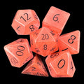 TDSO Gemstone Quartz Strawberry & Black 7 Dice Polyset In Padded Case