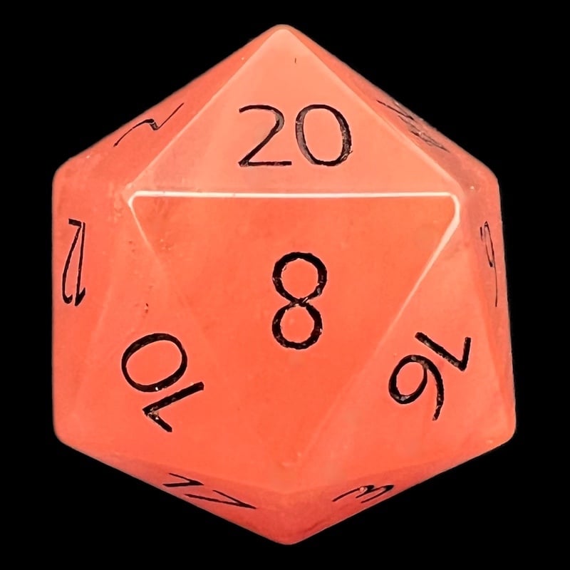 TDSO Gemstone Quartz Strawberry & Black D20 Dice
