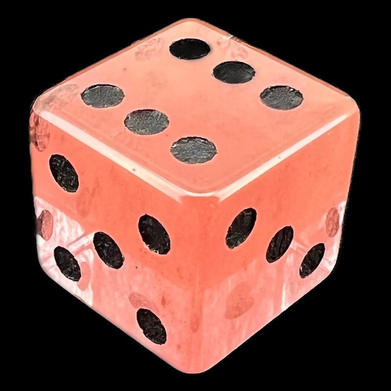 TDSO Gemstone Quartz Strawberry & Black 6 x D6 Spot Dice Set In Padded Case