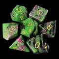 TDSO Gemstone Ruby In Zoisite & Gold 7 Dice Polyset in Padded Case