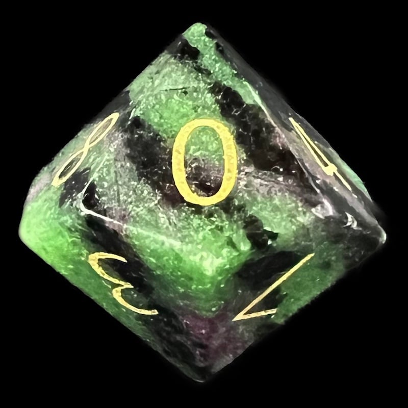 TDSO Gemstone Ruby In Zoisite & Gold D10 Dice