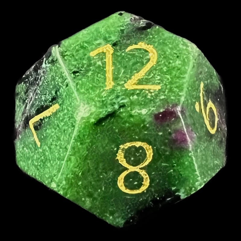 TDSO Gemstone Ruby In Zoisite & Gold D12 Dice