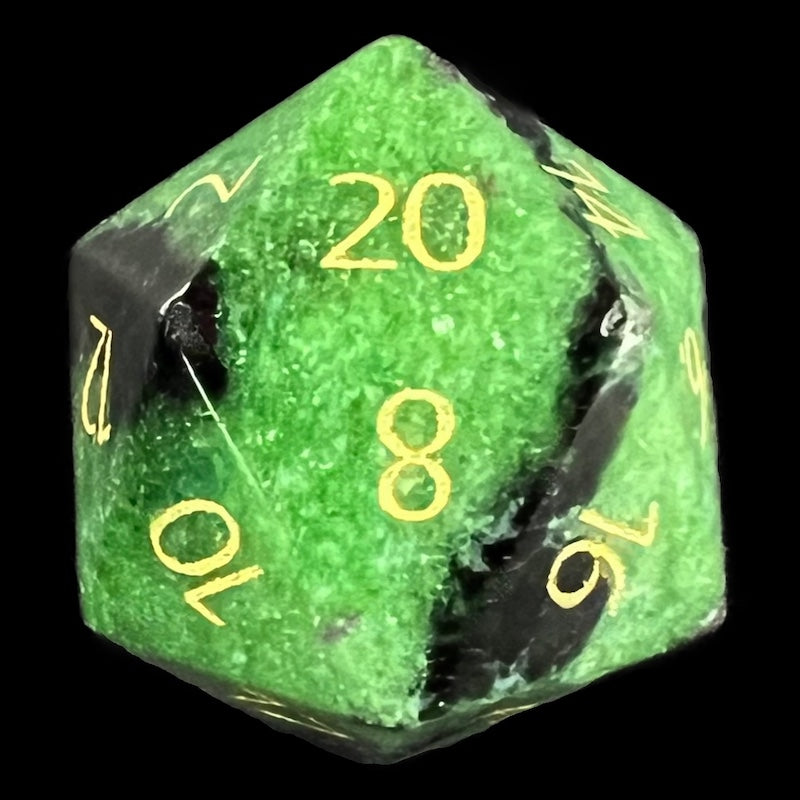 TDSO Gemstone Ruby In Zoisite & Gold D20 Dice
