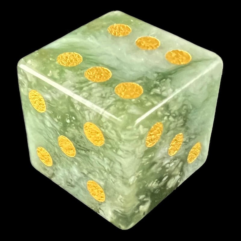 TDSO Gemstone Serpentine & Gold D6 Spot Dice LIMITED PRODUCTION