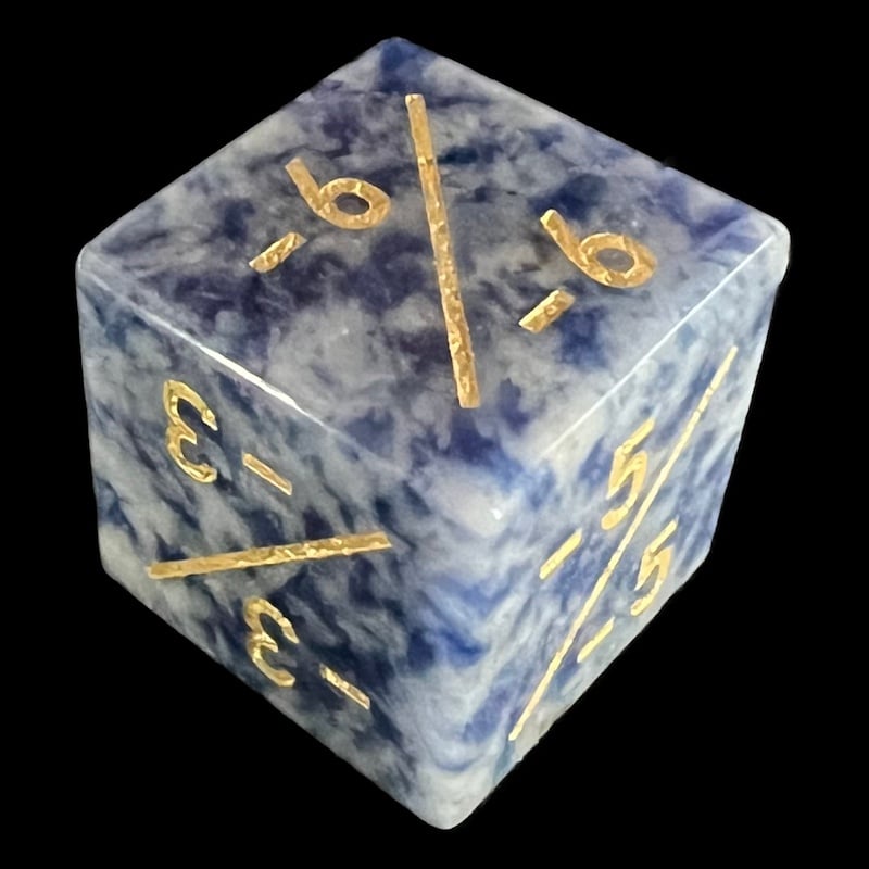 TDSO Gemstone Sodalite Light & Gold Negative Counter D6 Dice